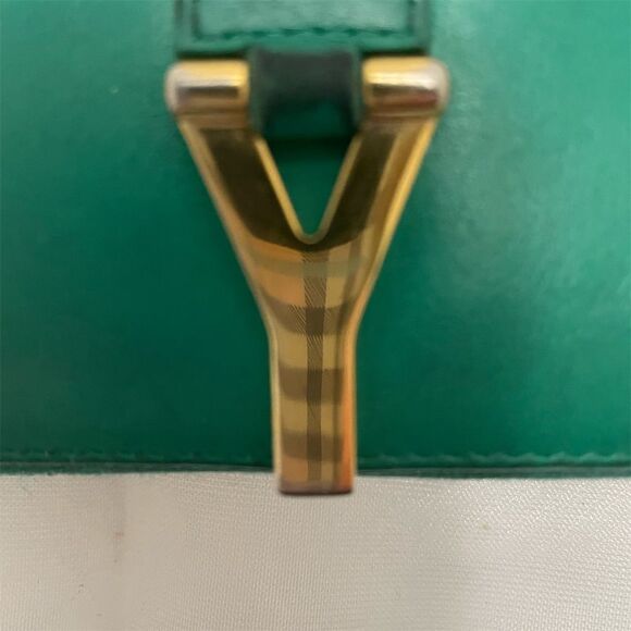 Saint Laurent Y Calfskin Leather Wallet Emerald Green Gold Hardware - Picture 2 of 13